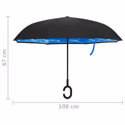 vidaXL Umbrella C-handle Black Outdoor Patio Handle Rain Walking Umbrella - Additional view 5