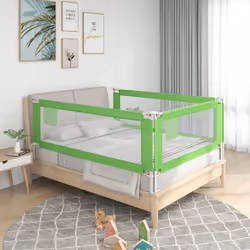 vidaXL Toddler Safety Bed Rail Green 140x25 cm Fabric Baby Cot Bed Protection