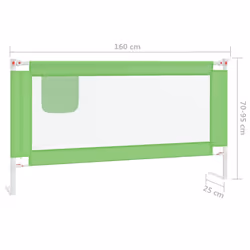 vidaXL Toddler Safety Bed Rail Green 160x25 cm Fabric Baby Cot Bed Protection