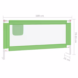 vidaXL Toddler Safety Bed Rail Green 180x25 cm Fabric Baby Cot Bed Protection