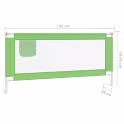 vidaXL Toddler Safety Bed Rail Green 190x25 cm Fabric Baby Cot Bed Protection