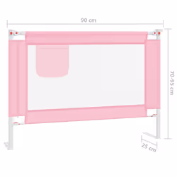 vidaXL Toddler Safety Bed Rail Pink 90x25 cm Fabric Baby Cot Bed Protection - Additional view 7