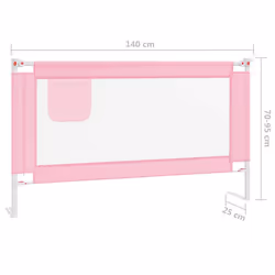 vidaXL Toddler Safety Bed Rail Pink 140x25 cm Fabric Baby Cot Bed Protection