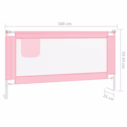 vidaXL Toddler Safety Bed Rail Pink 160x25 cm Fabric Baby Cot Bed Protection