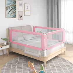 vidaXL Toddler Safety Bed Rail Pink 200x25 cm Fabric Baby Cot Bed Protection
