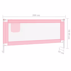vidaXL Toddler Safety Bed Rail Pink 200x25 cm Fabric Baby Cot Bed Protection