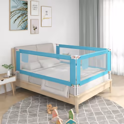 vidaXL Toddler Safety Bed Rail Blue 150x25 cm Fabric Baby Cot Bed Protection