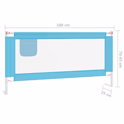 vidaXL Toddler Safety Bed Rail Blue 180x25 cm Fabric Baby Cot Bed Protection