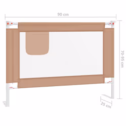 vidaXL Toddler Safety Bed Rail Taupe 90x25 cm Fabric Baby Cot Bed Protection - Additional view 7