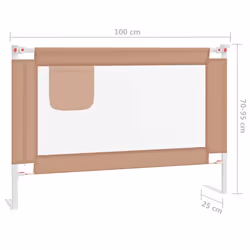 vidaXL Toddler Safety Bed Rail Taupe 100x25 cm Fabric Baby Cot Bed Protection
