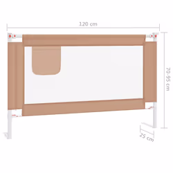 vidaXL Toddler Safety Bed Rail Taupe 120x25 cm Fabric Baby Cot Bed Protection - Additional view 7