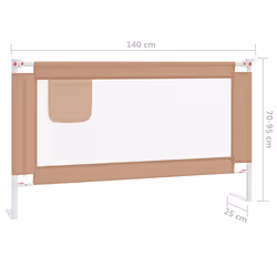 vidaXL Toddler Safety Bed Rail Taupe 140x25 cm Fabric Baby Cot Bed Protection - Additional view 7