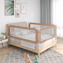 vidaXL Toddler Safety Bed Rail Taupe 150x25 cm Fabric Baby Cot Bed Protection
