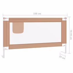 vidaXL Toddler Safety Bed Rail Taupe 150x25 cm Fabric Baby Cot Bed Protection