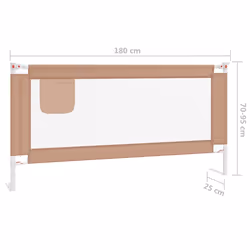 vidaXL Toddler Safety Bed Rail Taupe 180x25 cm Fabric Baby Cot Bed Protection