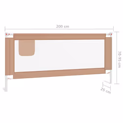 vidaXL Toddler Safety Bed Rail Taupe 200x25 cm Fabric Baby Cot Bed Protection - Additional view 7