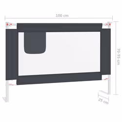 vidaXL Toddler Safety Bed Rail Dark Grey 100x25 cm Fabric Baby Cot Protection - Additional view 7