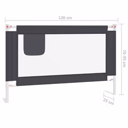 vidaXL Toddler Safety Bed Rail Dark Grey 120x25 cm Fabric Baby Cot Protection - Additional view 7