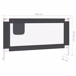 vidaXL Toddler Safety Bed Rail Dark Grey 150x25 cm Fabric Baby Cot Protection