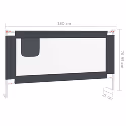 vidaXL Toddler Safety Bed Rail Dark Grey 160x25 cm Fabric Baby Cot Protection