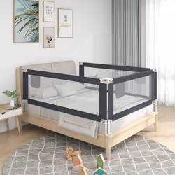 vidaXL Toddler Safety Bed Rail Dark Grey 190x25 cm Fabric Baby Cot Protection