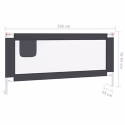 vidaXL Toddler Safety Bed Rail Dark Grey 190x25 cm Fabric Baby Cot Protection