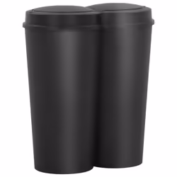 vidaXL Duo Bin Trash Can Black 50 L Kitchen Garbage Bin Waste Separator Set