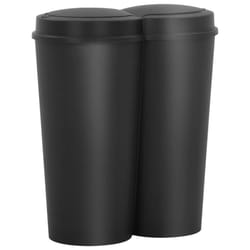 vidaXL Duo Bin Trash Can Black 50 L Kitchen Garbage Bin Waste Separator Set