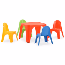 vidaXL Children's Table and Chair Set PP School Outdoor Colourful Furniture