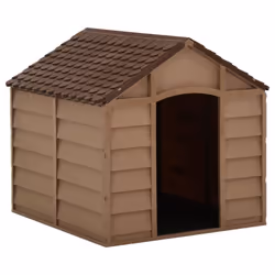 vidaXL Dog House Brown PP Animal Shelter Pet Supply 71x71.5x68 cm/86x84x82 cm - 71 x 71.5 x 68 cm