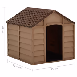 vidaXL Dog House Brown PP Animal Shelter Pet Supply 71x71.5x68 cm/86x84x82 cm - 71 x 71.5 x 68 cm