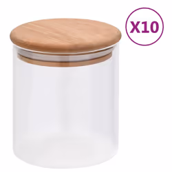 vidaXL 10x Storage Glass Jars with Bamboo Lid 600 ml Kitchen Food Storage