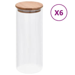vidaXL 6x Storage Glass Jars with Bamboo Lid 1000 ml Storage Bottle Furniture