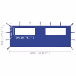 vidaXL Gazebo Sidewall with Windows Blue Party Tent Outdoor Canopy Wall Patio - Additional view 3