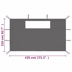 vidaXL 2x Gazebo Sidewalls with Windows Anthracite Party Tent Canopy Wall - Additional view 4