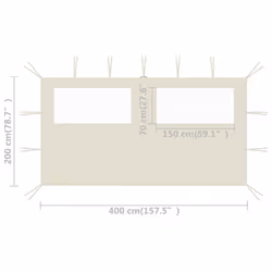vidaXL Gazebo Sidewall with Windows Cream Party Tent Outdoor Patio Canopy Wall - Additional view 3