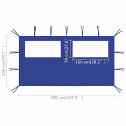 vidaXL Gazebo Sidewall with Windows Blue Party Tent Outdoor Canopy Wall Garden - Additional view 3