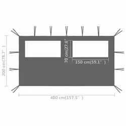 vidaXL Gazebo Sidewall with Windows Anthracite Party Tent Garden Canopy Wall - Additional view 3