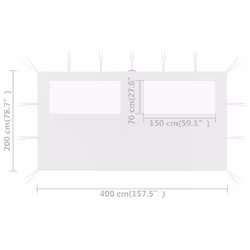 vidaXL Gazebo Sidewall with Windows White Party Tent Outdoor Canopy Wall Patio - Additional view 3