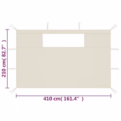 vidaXL 2x Gazebo Sidewalls with Windows Cream Party Tent Canopy Wall Outdoor - Additional view 4