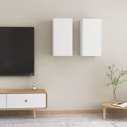 vidaXL 2x TV Cabinets White Engineered Wood Wall Mounted Cabinet Stand Indoor