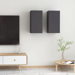 vidaXL 2x TV Cabinets Grey Engineered Wood Wall Mounted Cabinets Stand Indoor