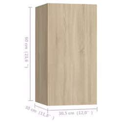 vidaXL TV Cabinet Sonoma Oak Engineered Wood Wall Mounted Stand Furniture - Additional view 4