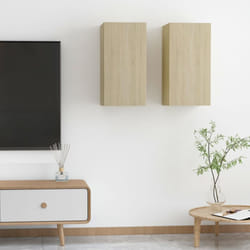 vidaXL 2x TV Cabinets Sonoma Oak Engineered Wood Wall Mounted Stand Indoor
