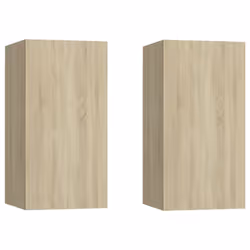 vidaXL 2x TV Cabinets Sonoma Oak Engineered Wood Wall Mounted Stand Indoor