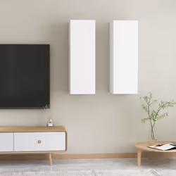 vidaXL 2x TV Cabinets White Engineered Wood Wall Mounted Cabinet Stand Indoor