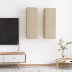 vidaXL 2x TV Cabinets Sonoma Oak Engineered Wood Wall Mounted Stand Indoor