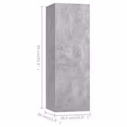 vidaXL TV Cabinet Concrete Grey Engineered Wood Wall Mounted Stand Furniture - Additional view 4