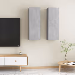 vidaXL 2x TV Cabinets Concrete Grey Engineered Wood Wall Mounted Stand Indoor