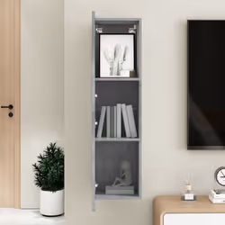 vidaXL TV Cabinet Concrete Grey Engineered Wood Wall Mounted Stand Living Room - Additional view 9